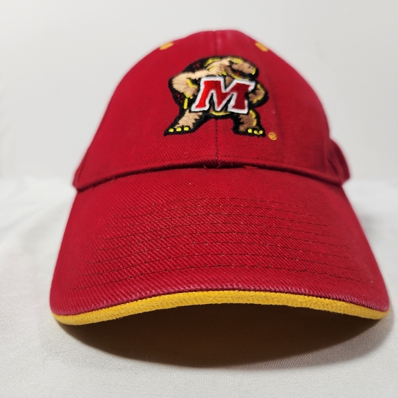 University Of Maryland Terps Logo NCAA Adult Hat Cap Adjustable Hook & Loop Red - Picture 1 of 8